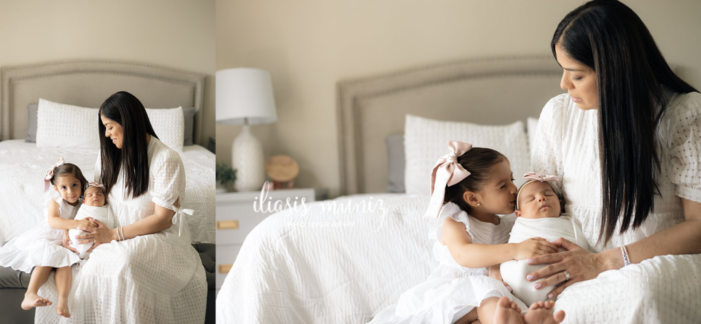 sibling posing newborn photos