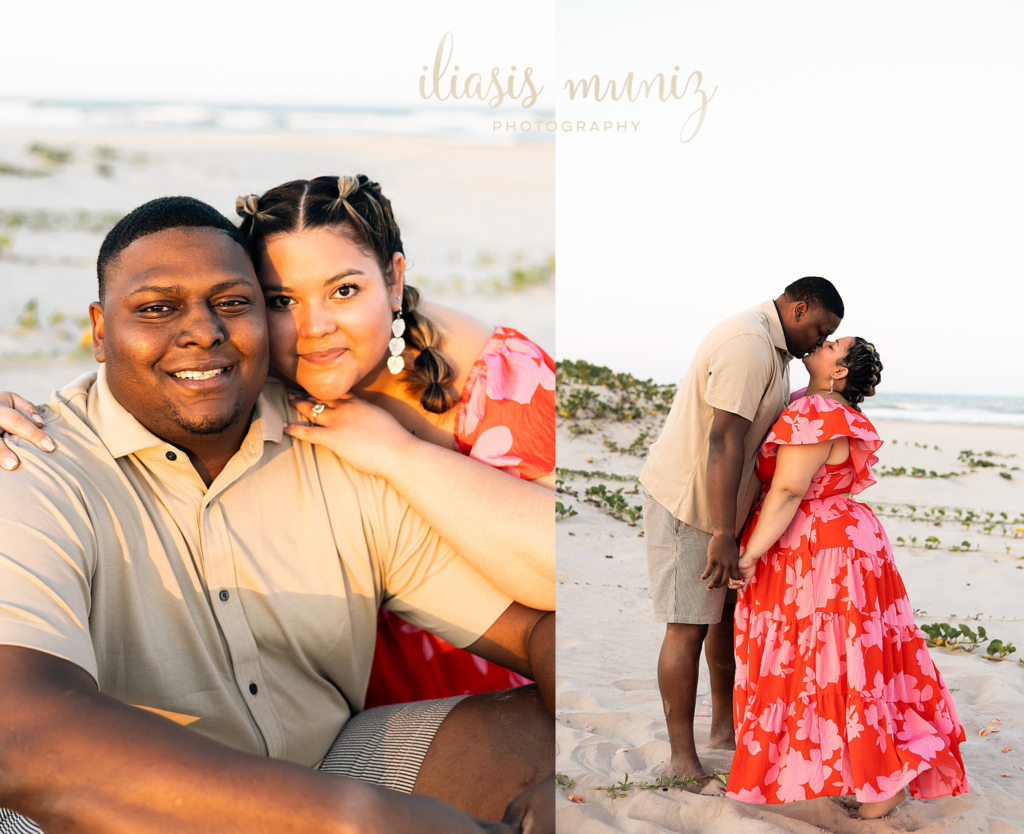 beach couple posing