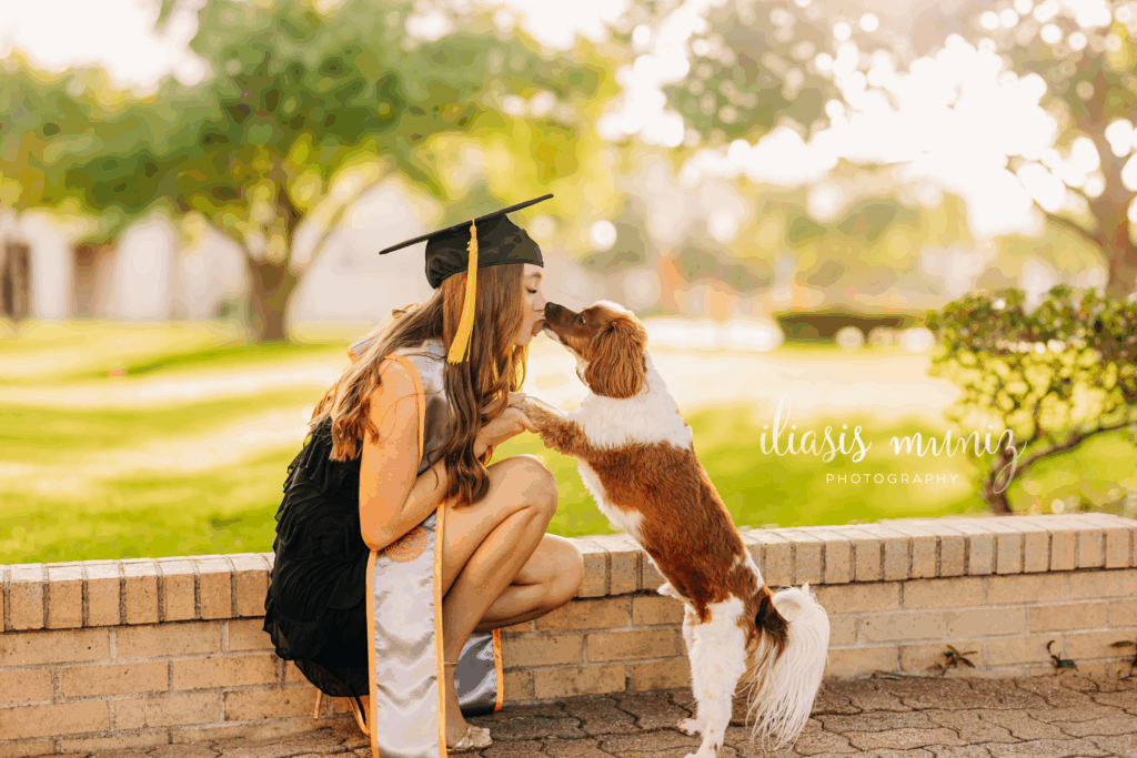Graduation cap and gown photo at UTRGV main campus